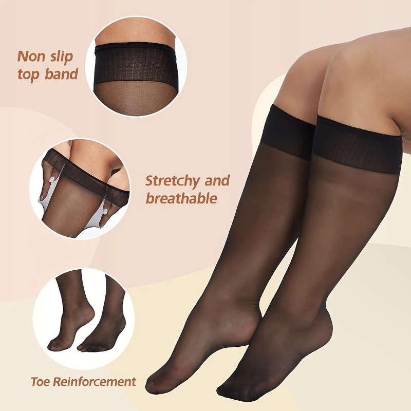 10 Pairs Black One Size High Elastic Socks
