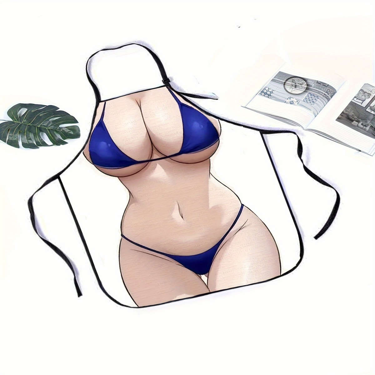 1pc Sleeveless Polyester Apron with Body Print for Home Kitchen Baking 100% Polyester Work Ap