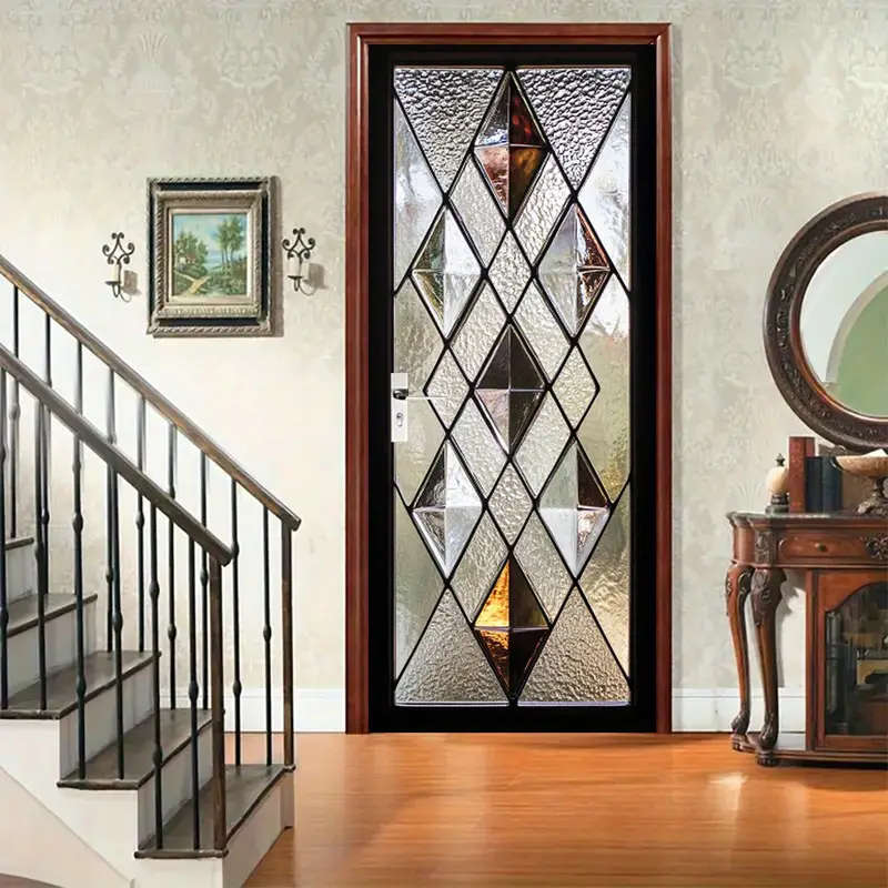 2D Flat 1 Pair Textured Art Door Stickers
