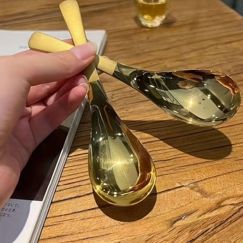 4Pcs High-grade Stainless Steel Short-handled Spoon Suitable For Rice Ice Cream Etc. Kitc