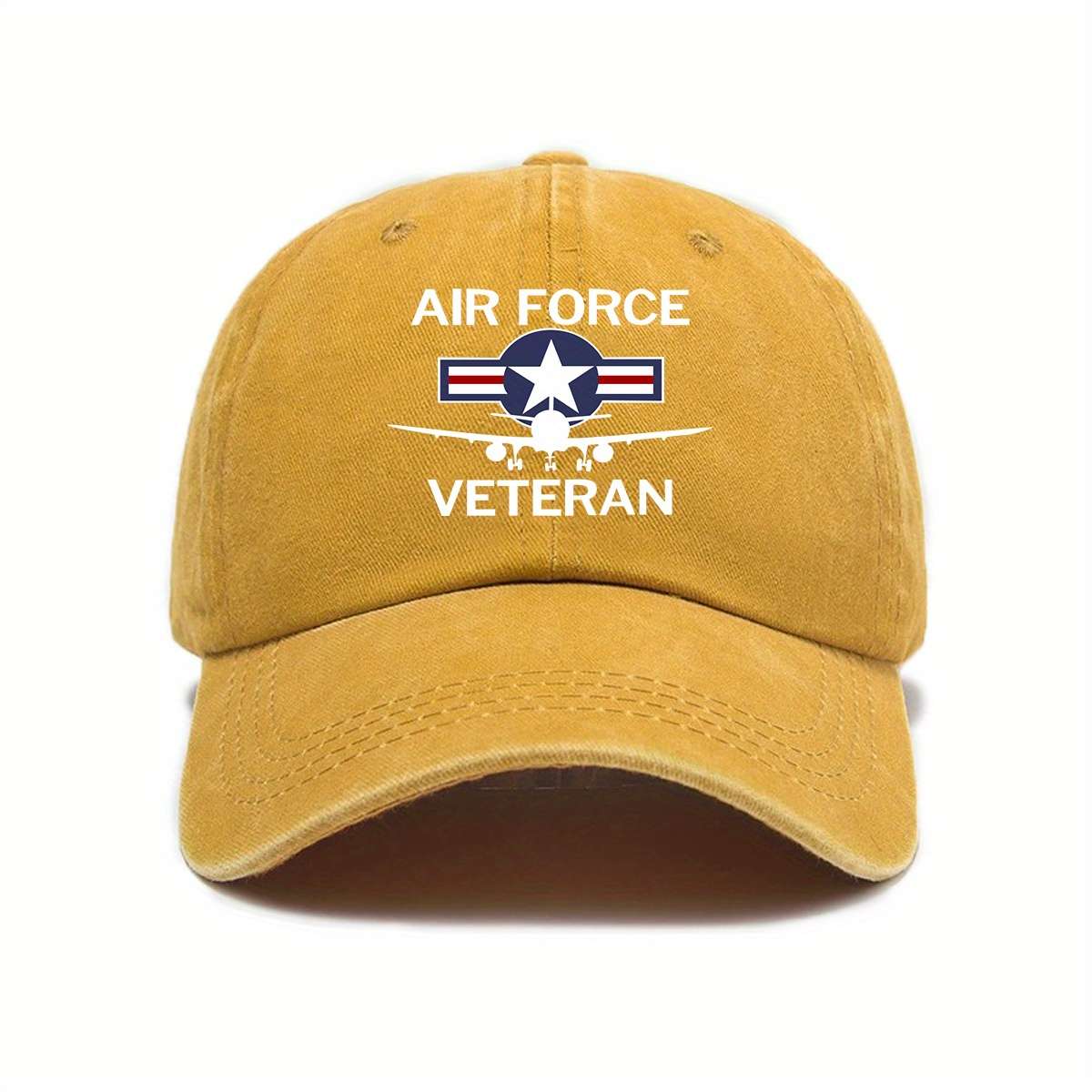 Minimalist Adjustable Baseball Cap with Air Force Veteran Embroidery Sun Protection Casual