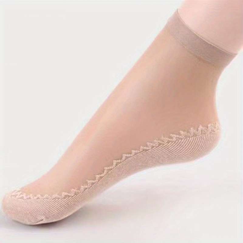 5 Pairs Light Beige One Size High Elastic Socks