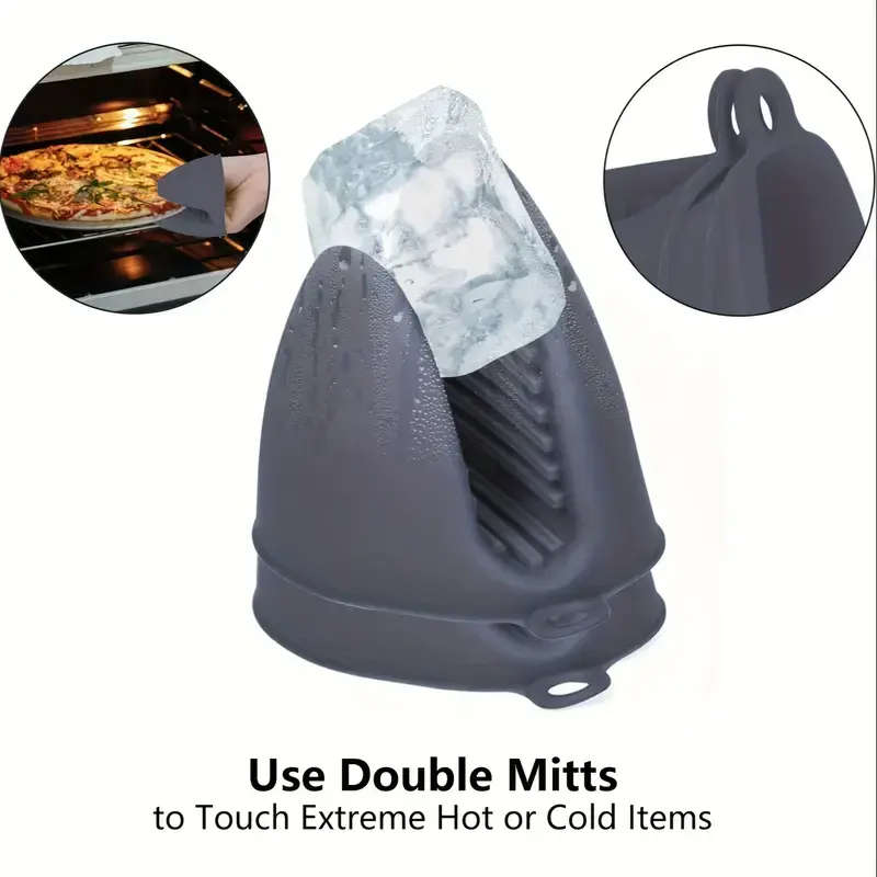 2 Piece Silicone Oven Mitts - Heat Resistant, Non-Slip Pot Holders for Baking & Cooking