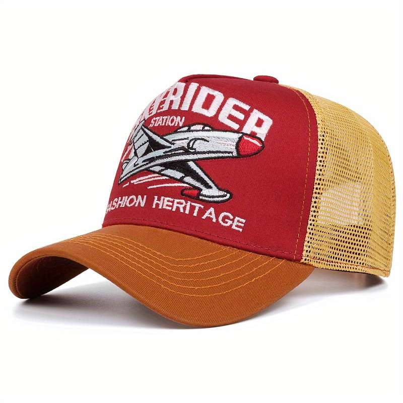 1pc Men'S Polyester Baseball Cap with Embroidered Logo Spring Autumn Sun Protection Trucker Hat