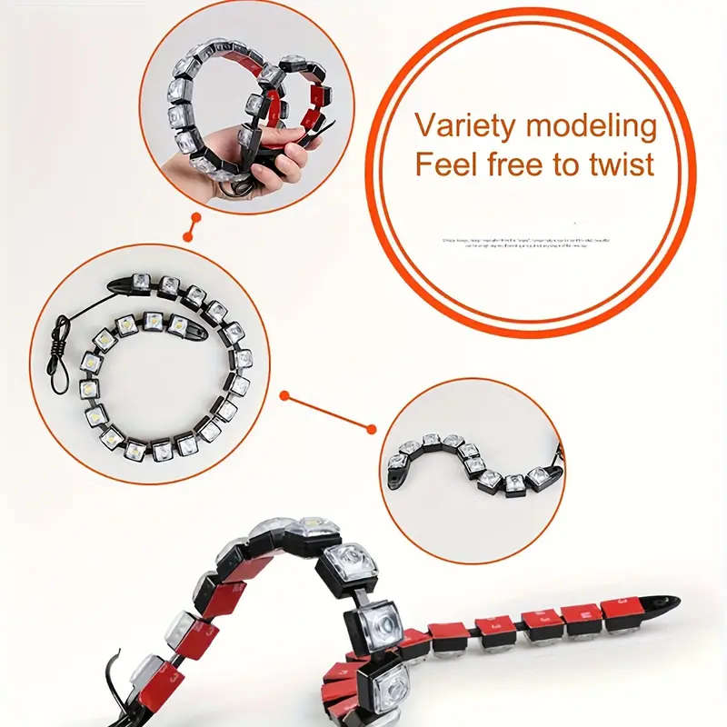 2pcs Flexible 10LED Snake Car Ice Blue Lights for Vehicles Hardwired