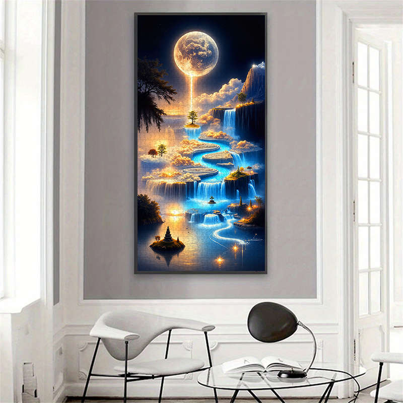 1000pcs Moonlight Waterfall Jigsaw Puzzle Large 80x40cm Paper Puzzle with Luminous