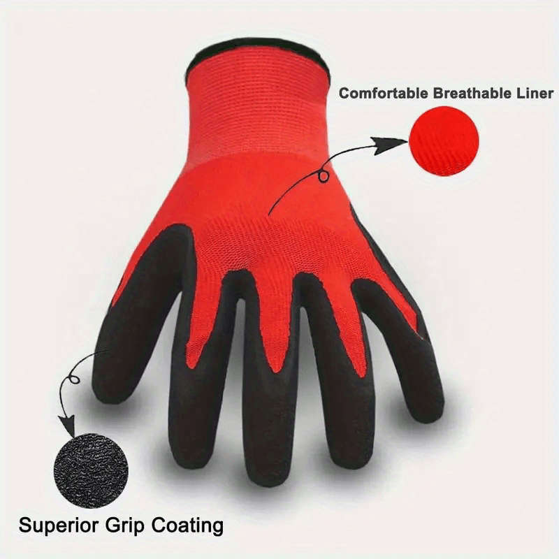 10 Pairs 42g Red And Black Rubber Gloves Quality Multi Purpose Work Gloves