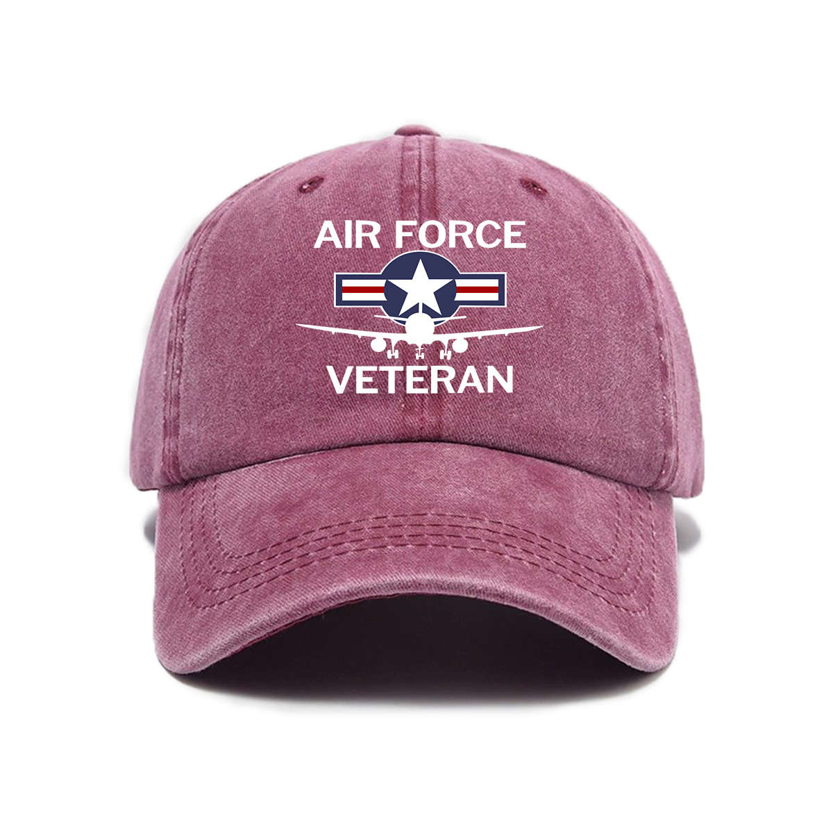 Minimalist Adjustable Baseball Cap with Air Force Veteran Embroidery Sun Protection Casual