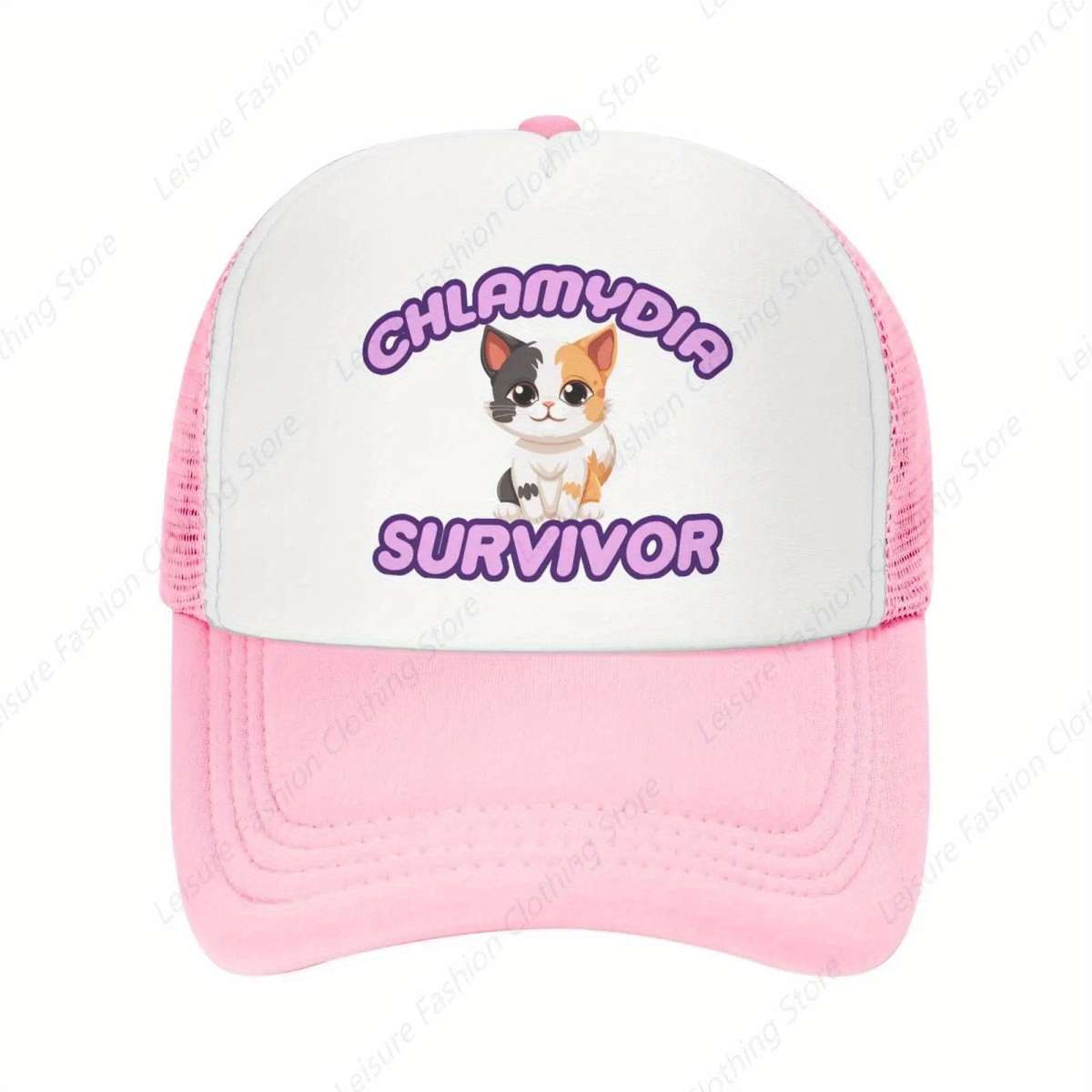 Chlamydia Survivor Cat Meme Funny Baseball Cap Adjustable Breathable Mesh Snapback Hat