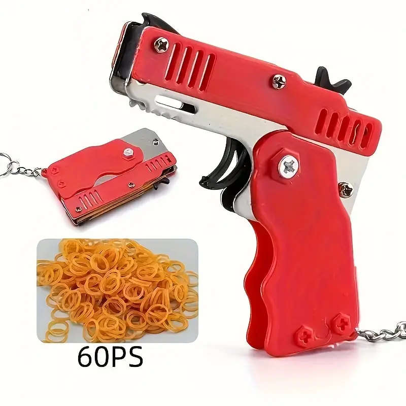 1pc Mini Metal Rubber Band Gun Launcher with 60 Bands