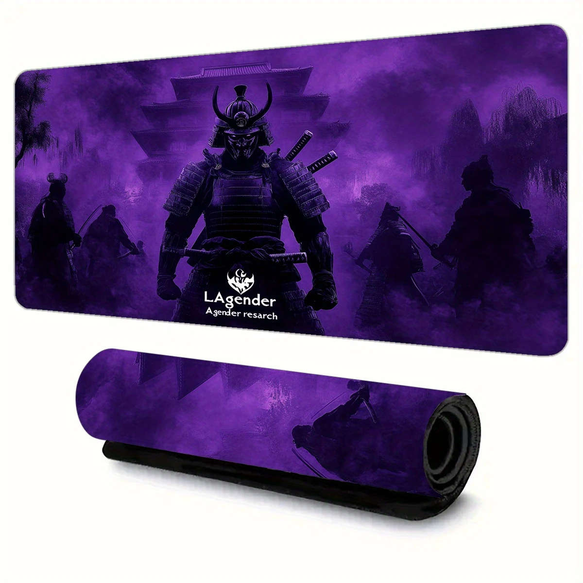 1pc 40x90cm Gaming Mouse Pad Japanese Samurai Design Purple Samurai Artwork Non-Slip Rubber Base