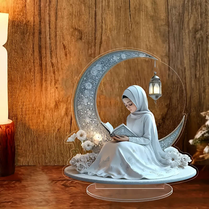 1pc 2D Flat Ramadan-Themed  Acrylic Statue Transparent Crystal Clear Desk Decor