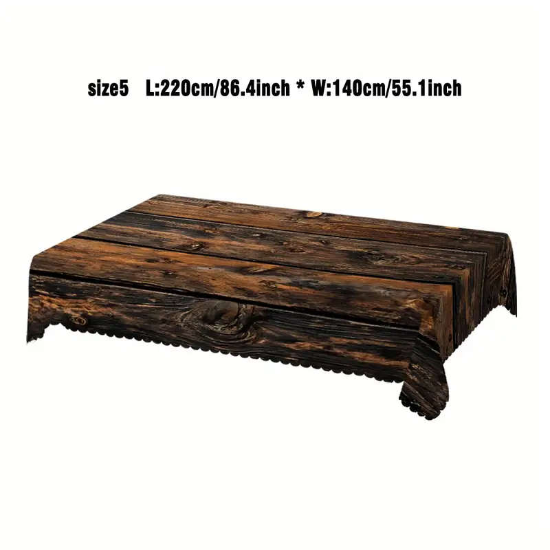 1 Piece Of Rustic Wood Grain Print Rectangular Tablecloth 140*220Cm