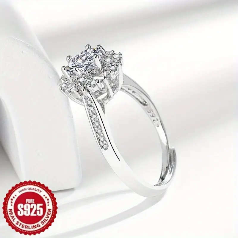 925 Sterling Silver Fashionable Snowflake Zirconia Ring