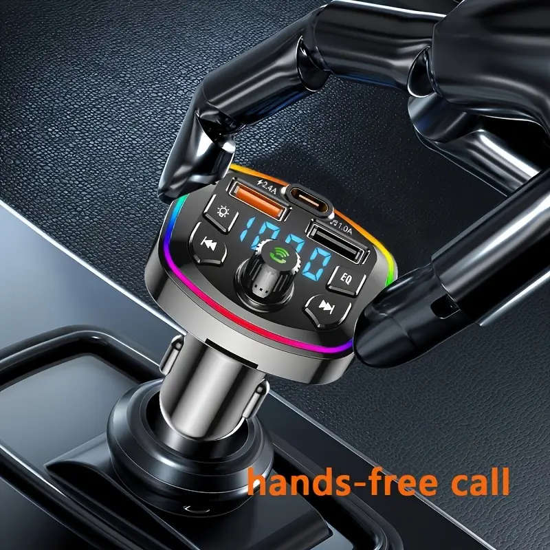 Car FM Transmitter Bluetooth Mp3 Player Car Charger with USB Port and TF Card Slot