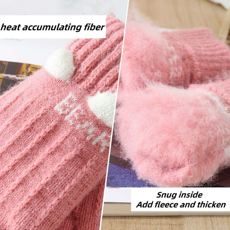 1 Pair Gray Warm Gloves