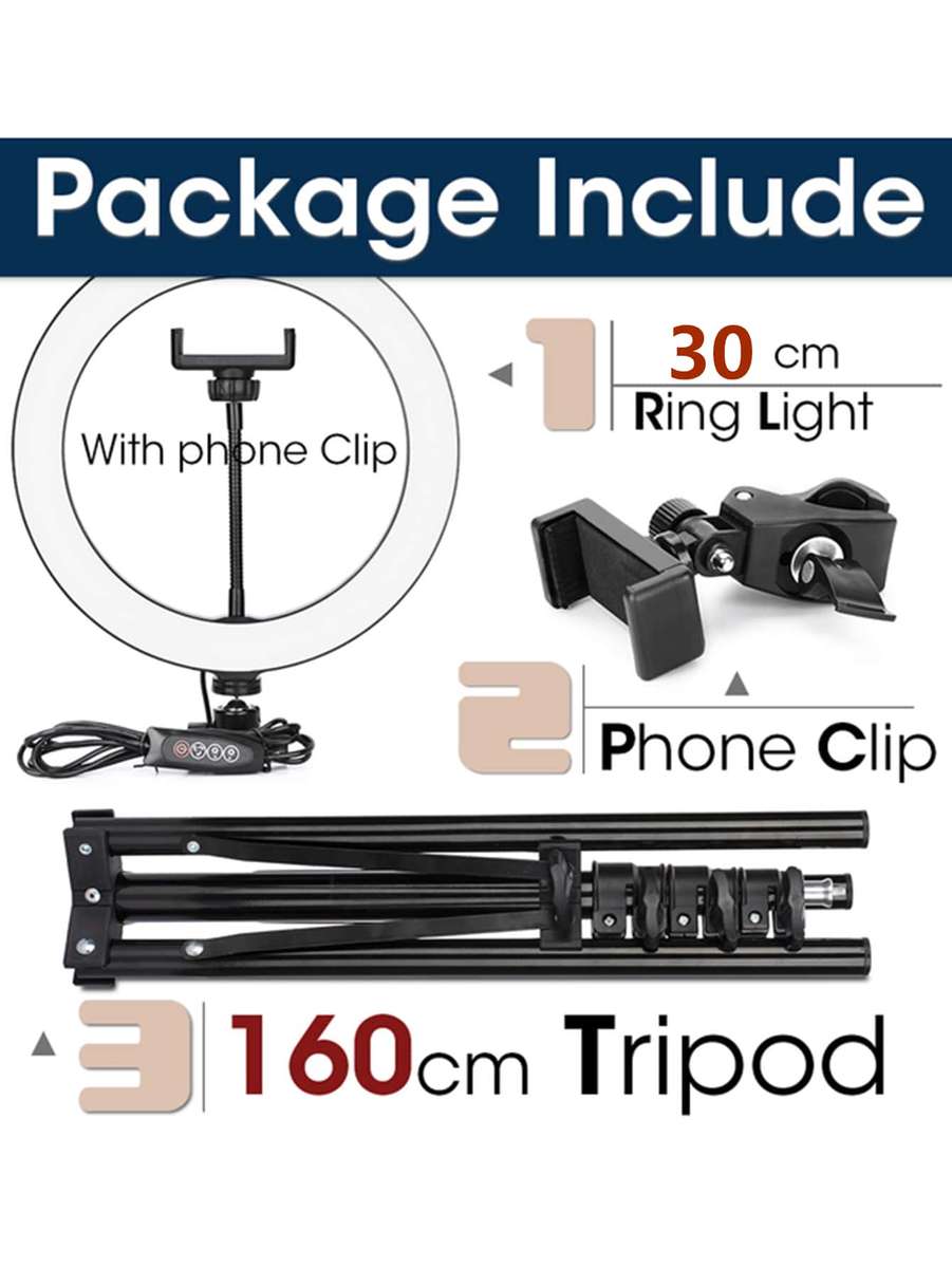 10 Inch Tripod Ring Fill Light Stand With Phone Mount For Live Broadcasting 10"