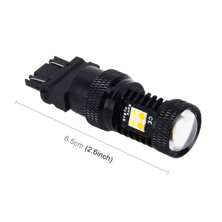 2 PCS Car Auto T25/3157 DC 12V 5W 350LM 16 SMD-3030 LED Bulbs Turn Lamp Backup Light, White + Yello