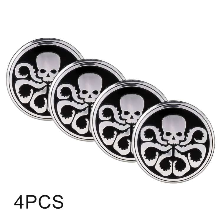 4 PCS Car-Styling Skull Pattern Wheel Hub Decorative Sticker, Diameter: 5.8cm