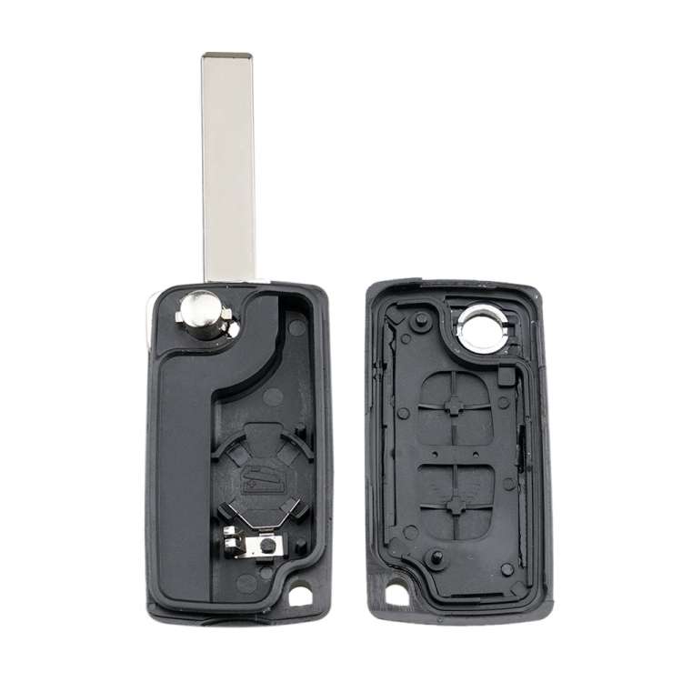 For PEUGEOT Car Keys Replacement 2 Buttons Square Car Key Case with Grooved and Holder