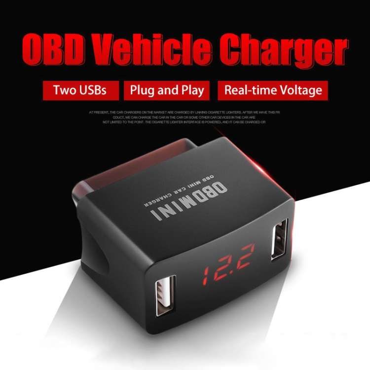 Mini Dual USB Charger Adapter Car OBD Charging Socket
