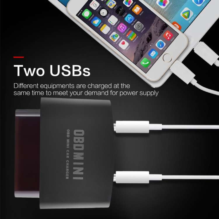 Mini Dual USB Charger Adapter Car OBD Charging Socket