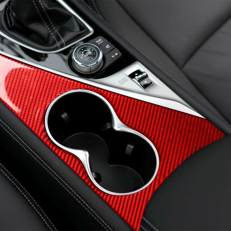 Car Carbon Fiber Water Cup Holder Panel Decorative Sticker for Infiniti Q50 2014-2020, Right Drive(R
