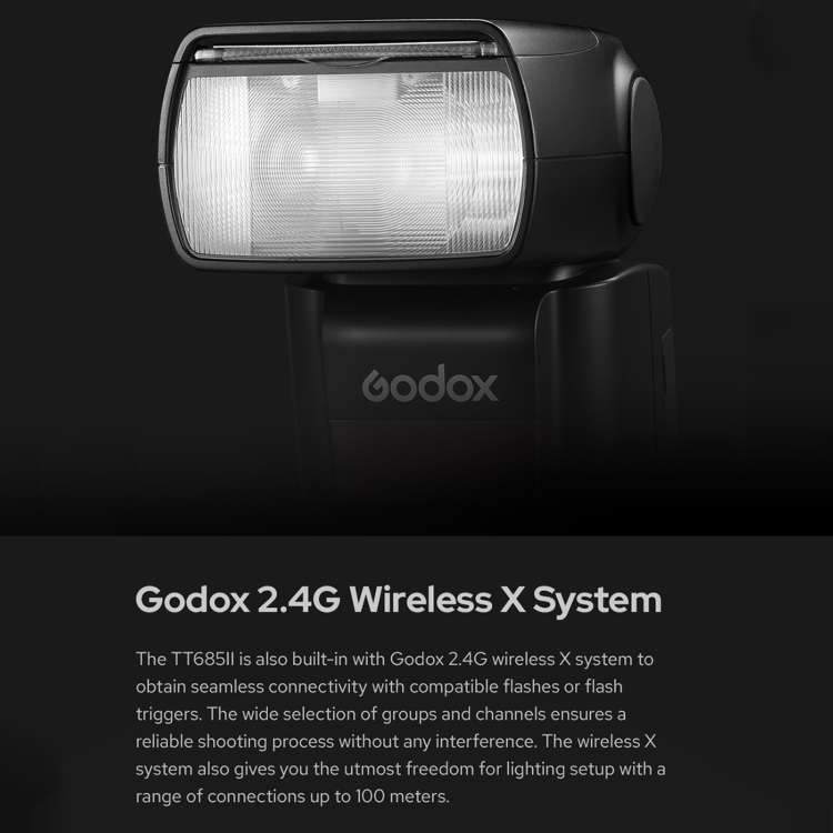 Godox TT685II-S 2.4GHz Wireless TTL HSS 1/8000s Flash Speedlite for Sony (Black)