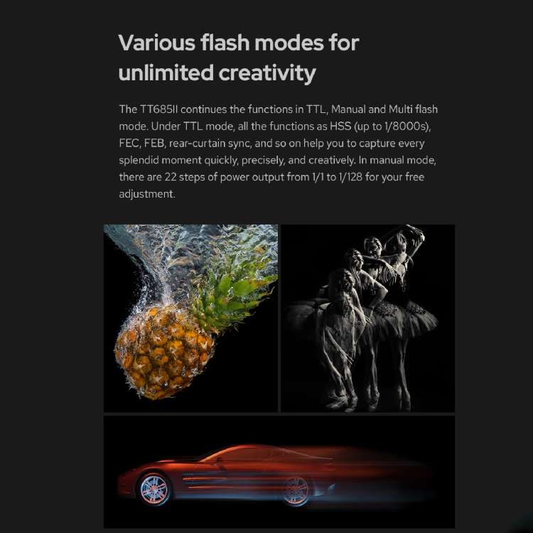 Godox TT685II-S 2.4GHz Wireless TTL HSS 1/8000s Flash Speedlite for Sony (Black)