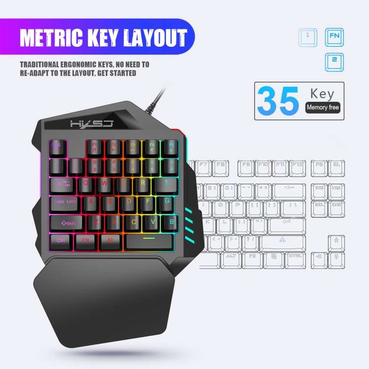 HXSJ V100+J900+P8 One-handed Keyboard + Programming Gaming Mouse + Keyboard Mouse Converter Set