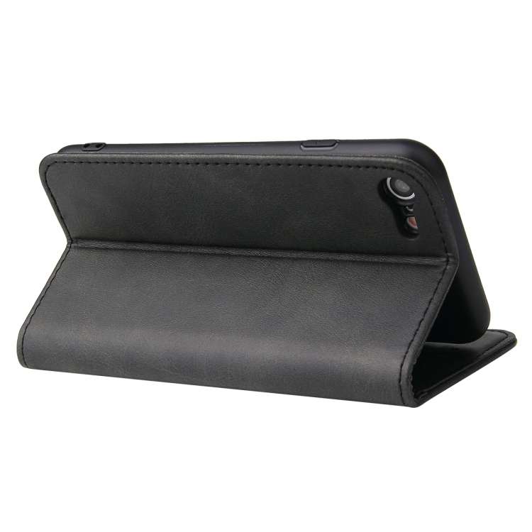 For iPhone SE 2022 / SE 2020 / 8 / 7 Calf Texture Magnetic Horizontal Flip Leather Case with Holder