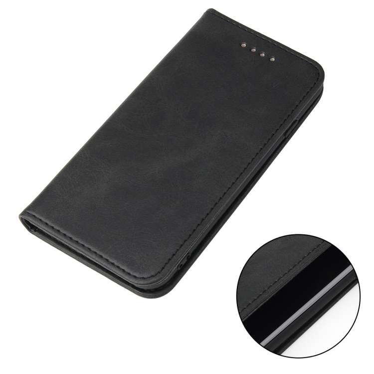 For iPhone SE 2022 / SE 2020 / 8 / 7 Calf Texture Magnetic Horizontal Flip Leather Case with Holder
