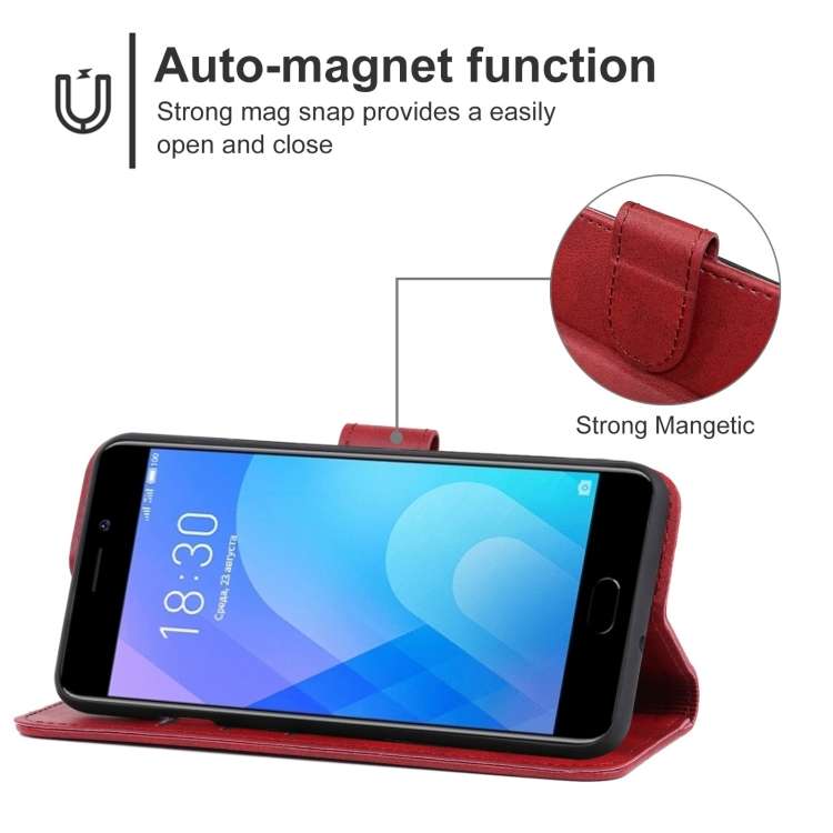Leather Phone Case For Meizu M6 Note(Red)
