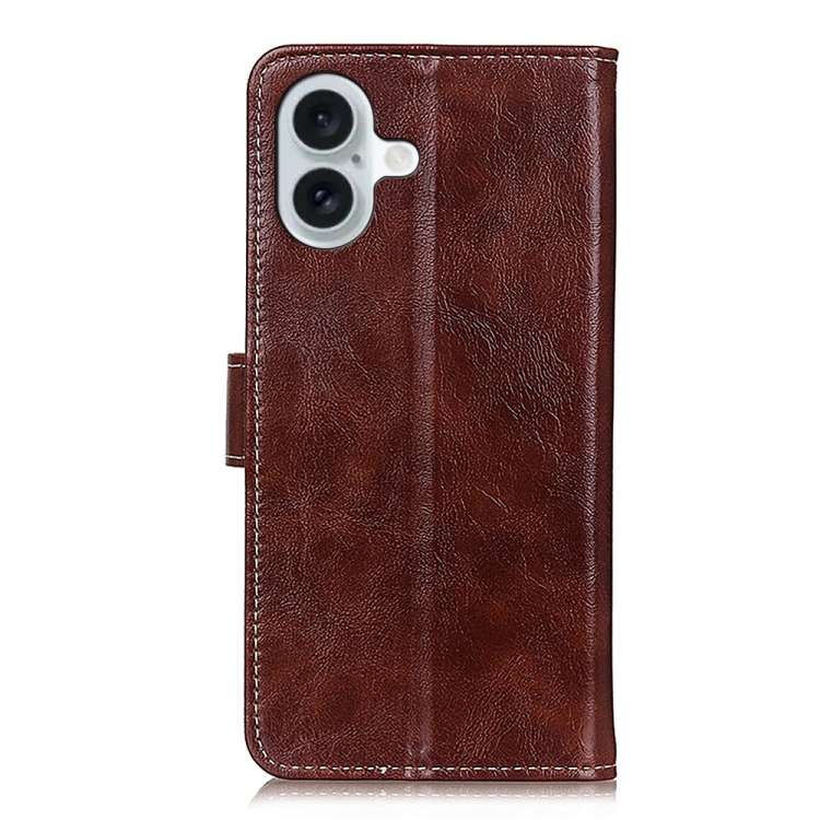 For iPhone 16 Plus Retro Crazy Horse Texture Horizontal Flip Leather Phone Case(Brown)