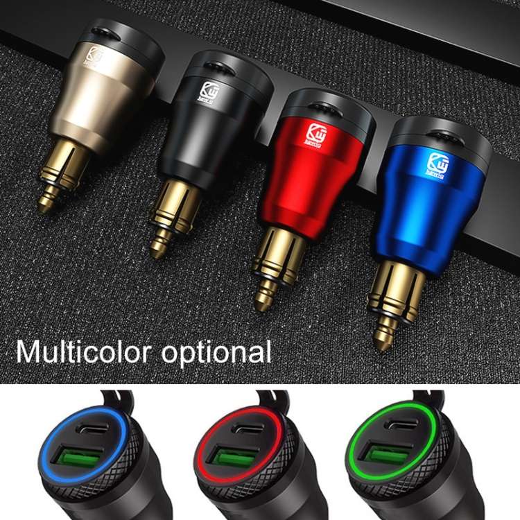 Motorcycle European-style Small-caliber Aluminum Alloy QC 3.0 + PD Fast Charge USB Charger, Shell C