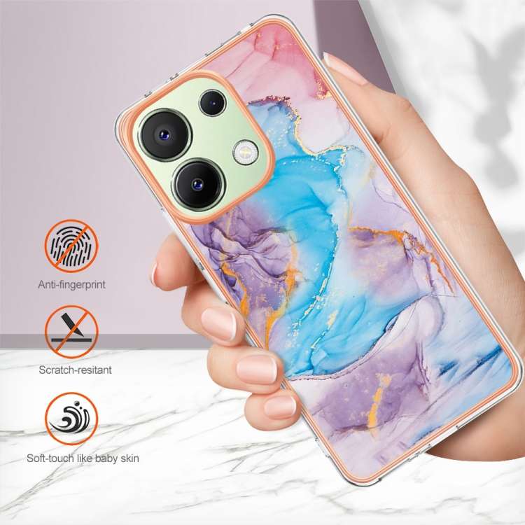 For Xiaomi Redmi Note 13 4G Global Electroplating IMD TPU Phone Case(Blue Marble)