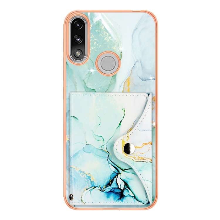 For Motorola Moto E7 Power / E7i Power Marble Pattern IMD Card Slot Phone Case(Green)