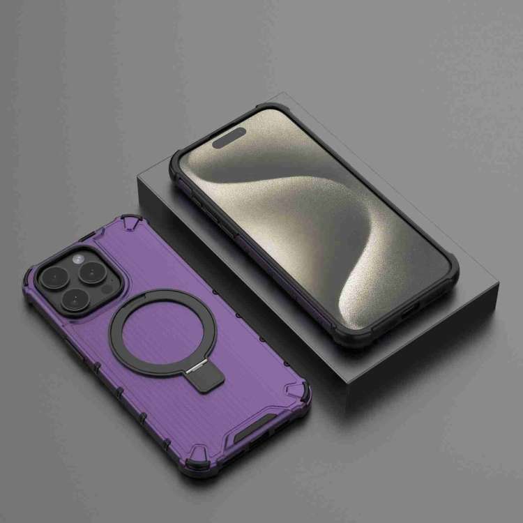 For iPhone 12 Pro Grating Holder Shockproof Phone Case(Purple)