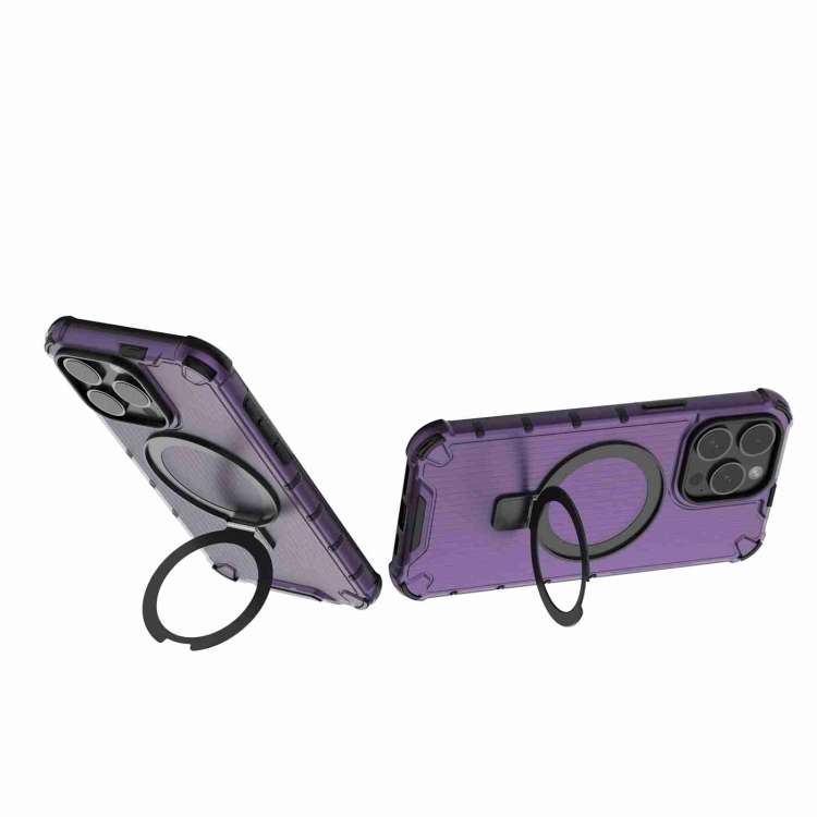 For iPhone 12 Pro Grating Holder Shockproof Phone Case(Purple)