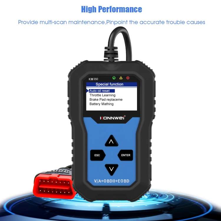 KONNWEI KW350 OBDII 12V Car Diagnostics Detector Scanner with 2 inch Black And White Display Screen