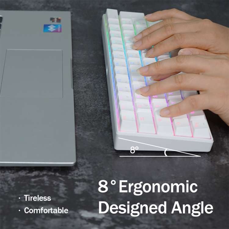 RK61 61 Keys Bluetooth / 2.4G Wireless / USB Wired Three Modes Red Switch Tablet Mobile Gaming Mecha