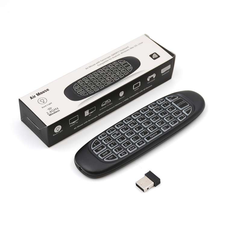 C120 Back-light Air Mouse 2.4GHz Wireless Keyboard 3D Gyroscope Sense Android Remote Controller for