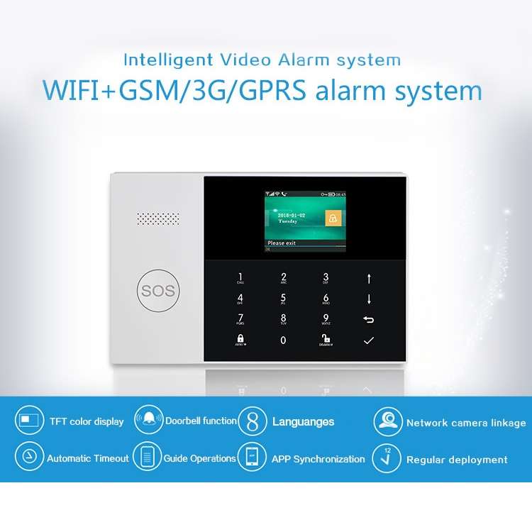 PG-105-GSM GSM/GPRS + WiFi Intelligent Alarm System with Touch Keypad & LCD Screen & RFID function