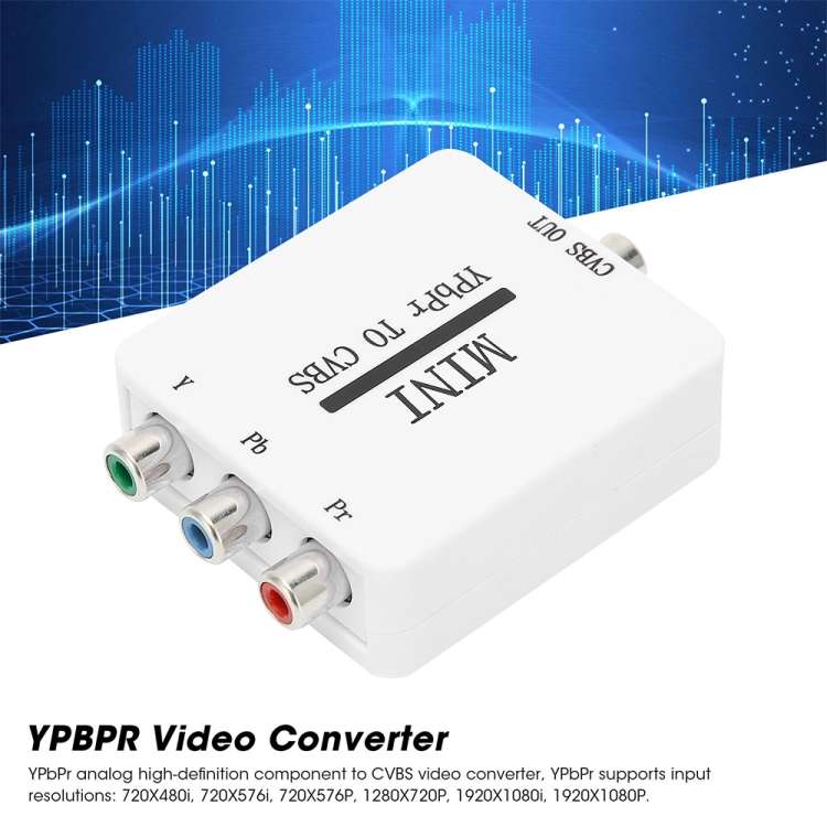 Mini YPBPR to CVBS Video Converter Component AV Adapter for TV / Projector / Monitor(White)