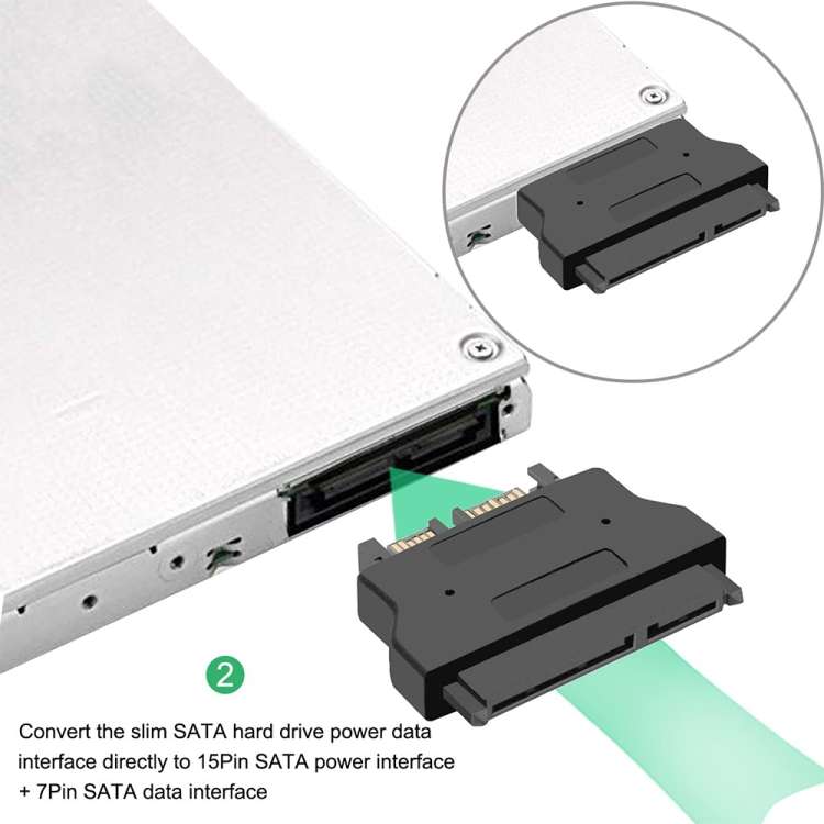 SATA 22 Pin Female to SLIMLINE SATA 13 Pin Male Adapter