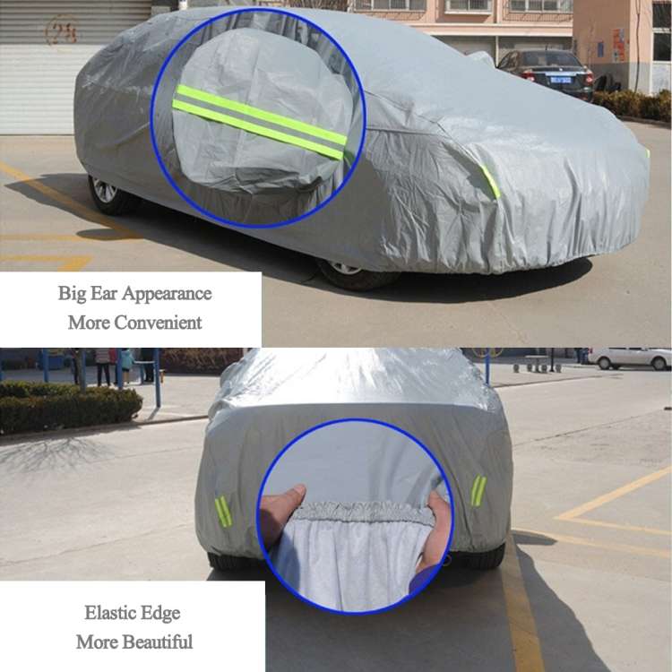PEVA Anti-Dust Waterproof Sunproof Sedan Car Cover with Warning Strips, Fits Cars up to 4.9m(191 inc