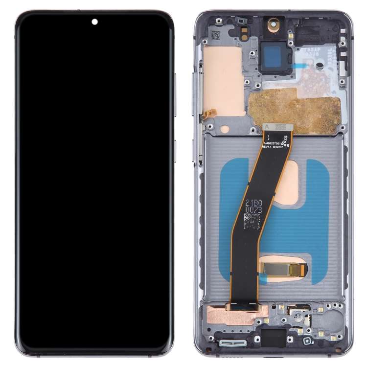 OLED Material LCD Screen for Samsung Galaxy S20 SM-G980 Digitizer Full Assembly With Frame(Black)
