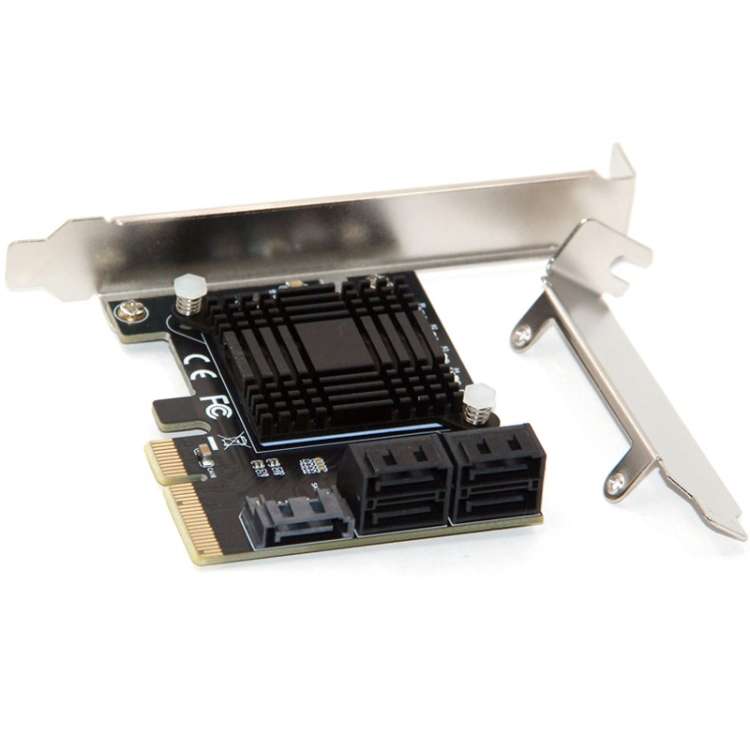 5 Ports SATA 3.0 to PCIe Chip 4X Gen 3 Expansion Card with Heatsink