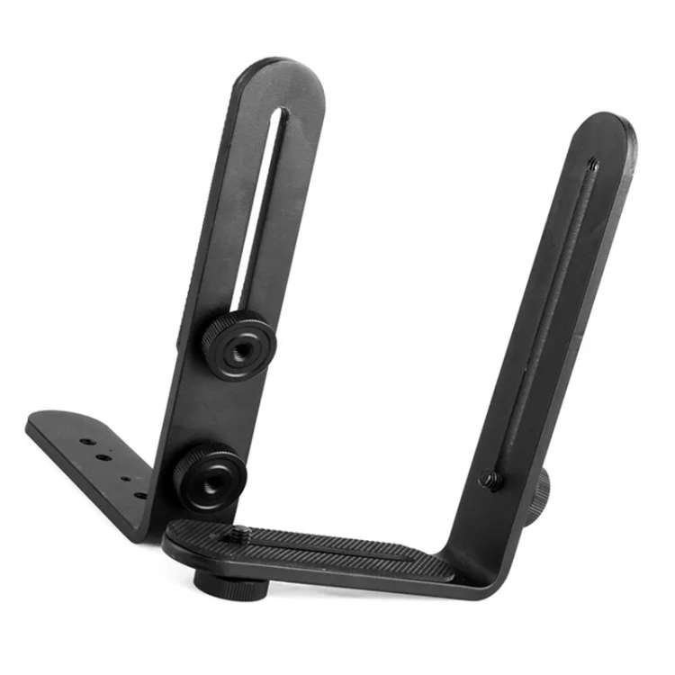 NST-6494 Aluminum Alloy 1/4 inch Hot Shoe Adapter Camera Double L shape Camera Flash Bracket