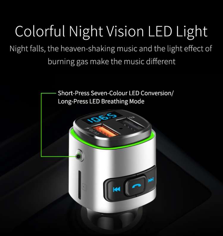 BC41 Multi-Functional MP3 Player, Bluetooth Receiver, USB Charger, Automobile Cigarette Lighter(Silv